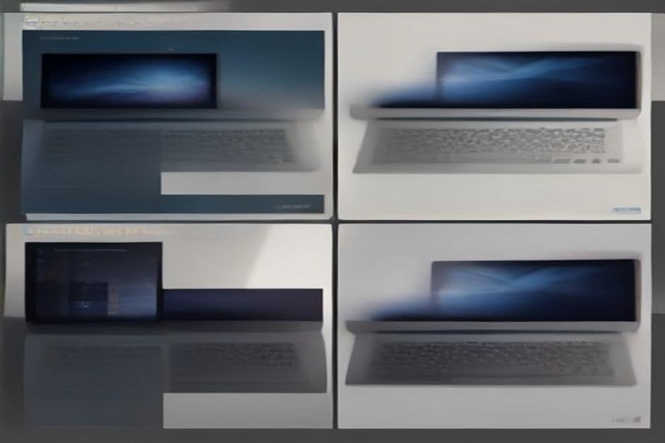 Infográfico editorial em estilo timeline com ícones de macOS e Windows em pontos de uma linha do tempo