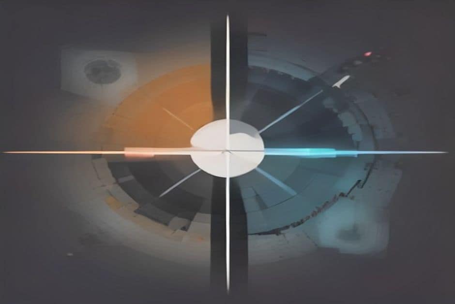 Interface futurista de timeline com ícones de apps flutuando