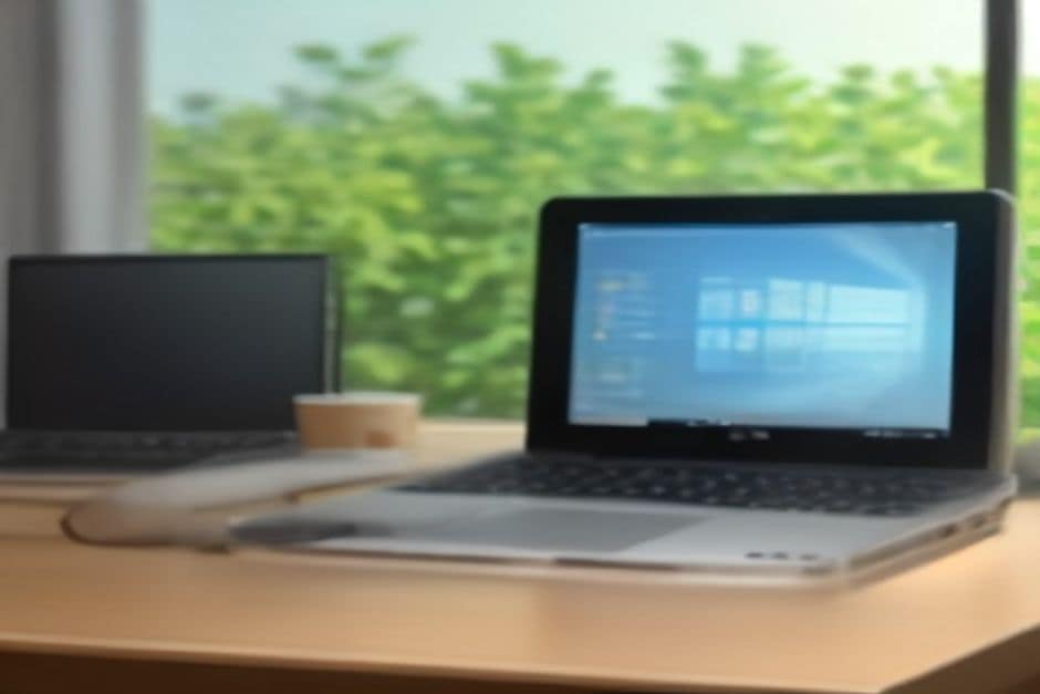 Composição editorial tech com os logos do Windows 11 e do ChatGPT em lados opostos sobre fundo neutro