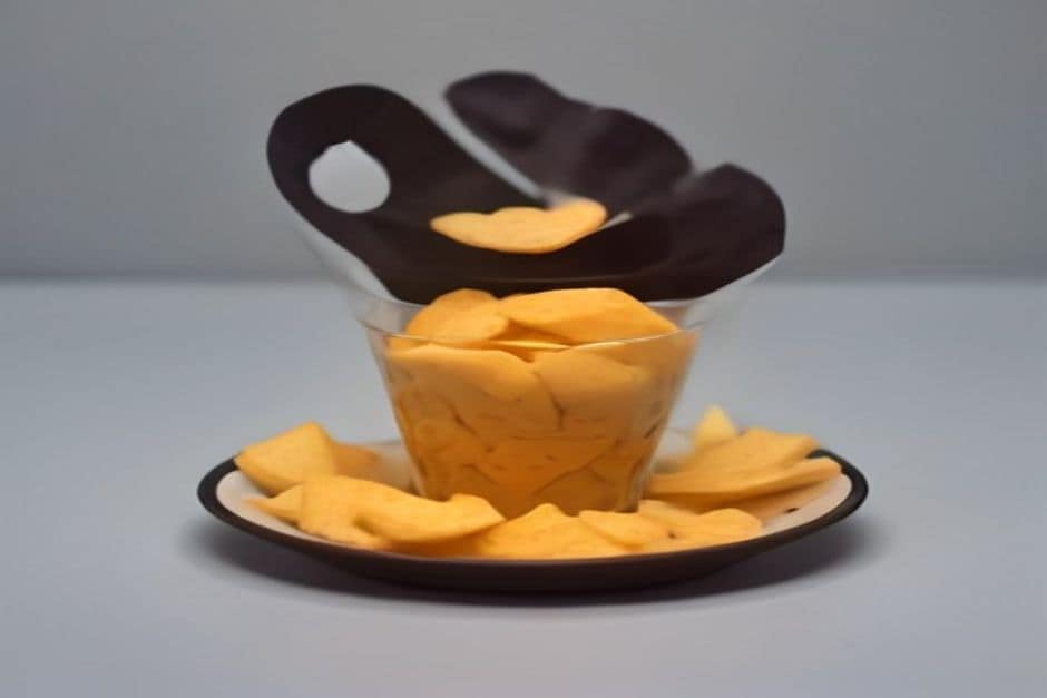 Balança minimalista com chips de silício de um lado e cadeados do outro