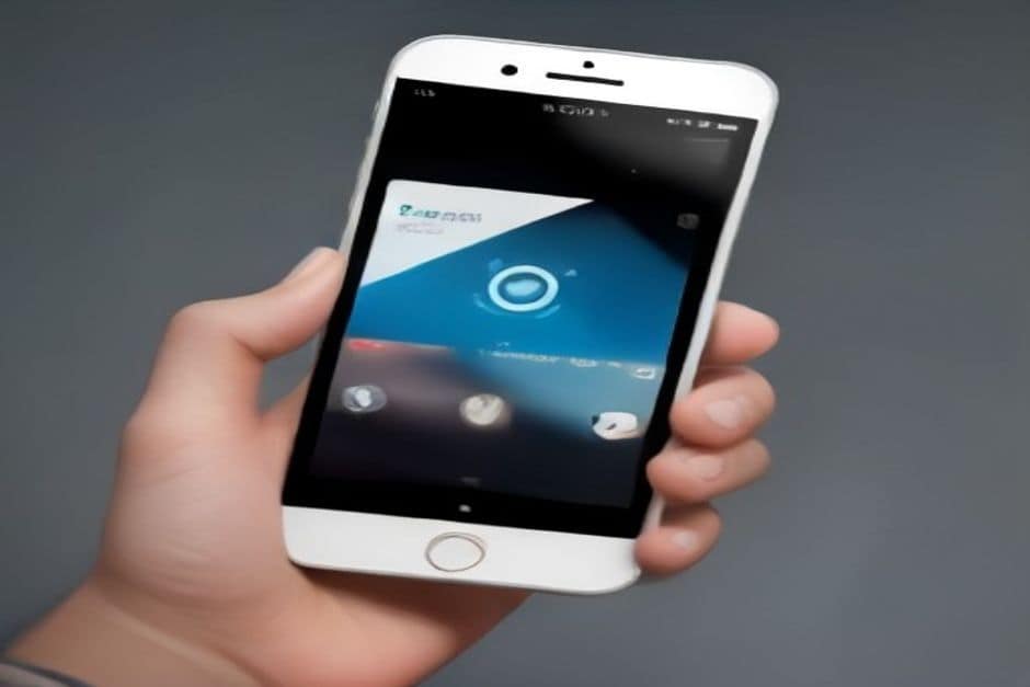 Composição minimalista de um smartphone com balões de conversa e um ícone de escudo de segurança ao lado